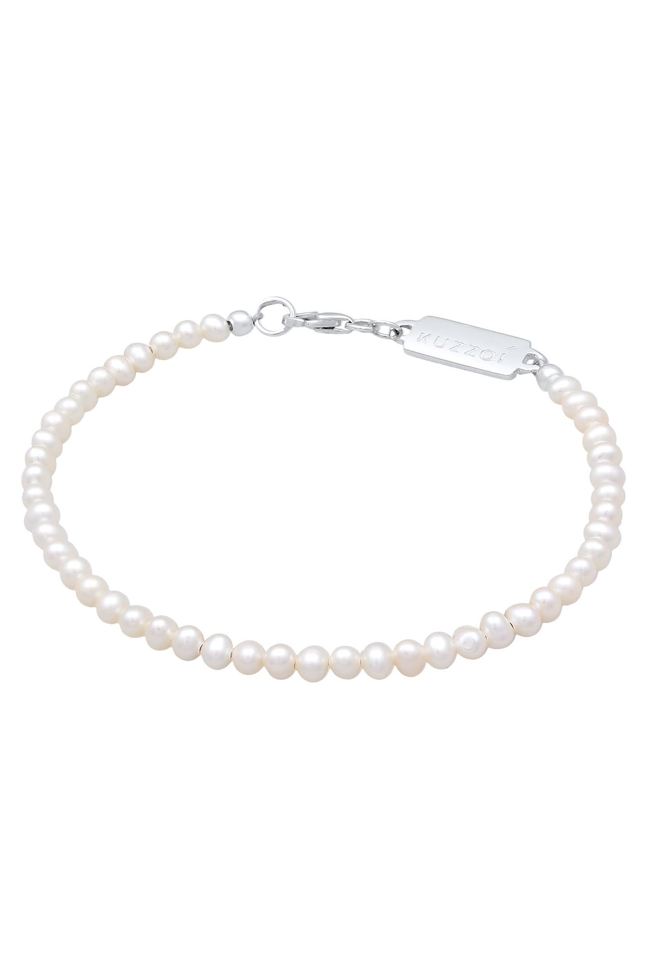 KUZZOI Armband Süßwasserperlen Klassisch Schlicht 925 Silber, Bild 1