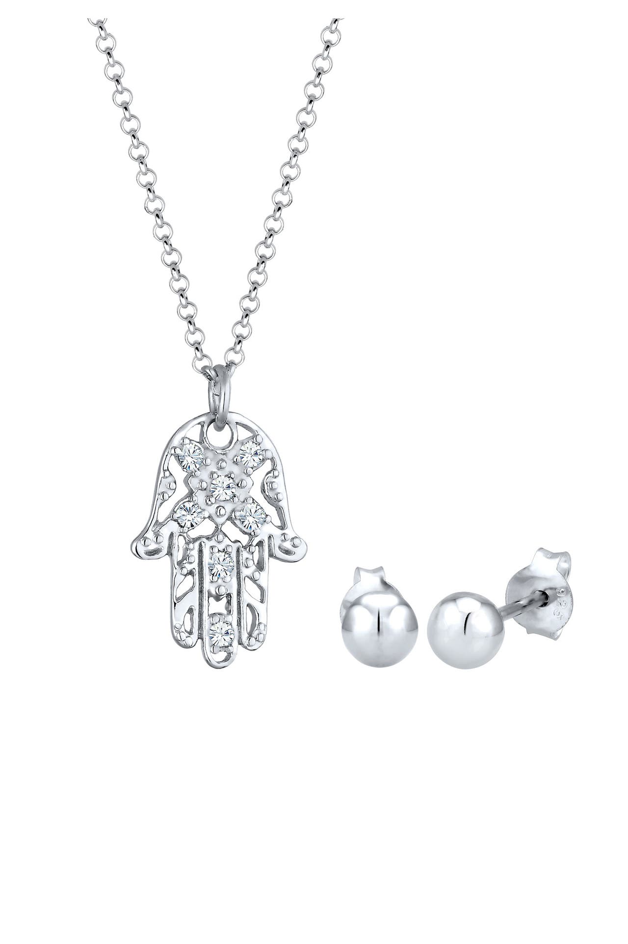 ELLI Schmuckset Hand der Fatima Kugel Set 925 Silber, mit Kristallen von Swarovski®, Bild 1