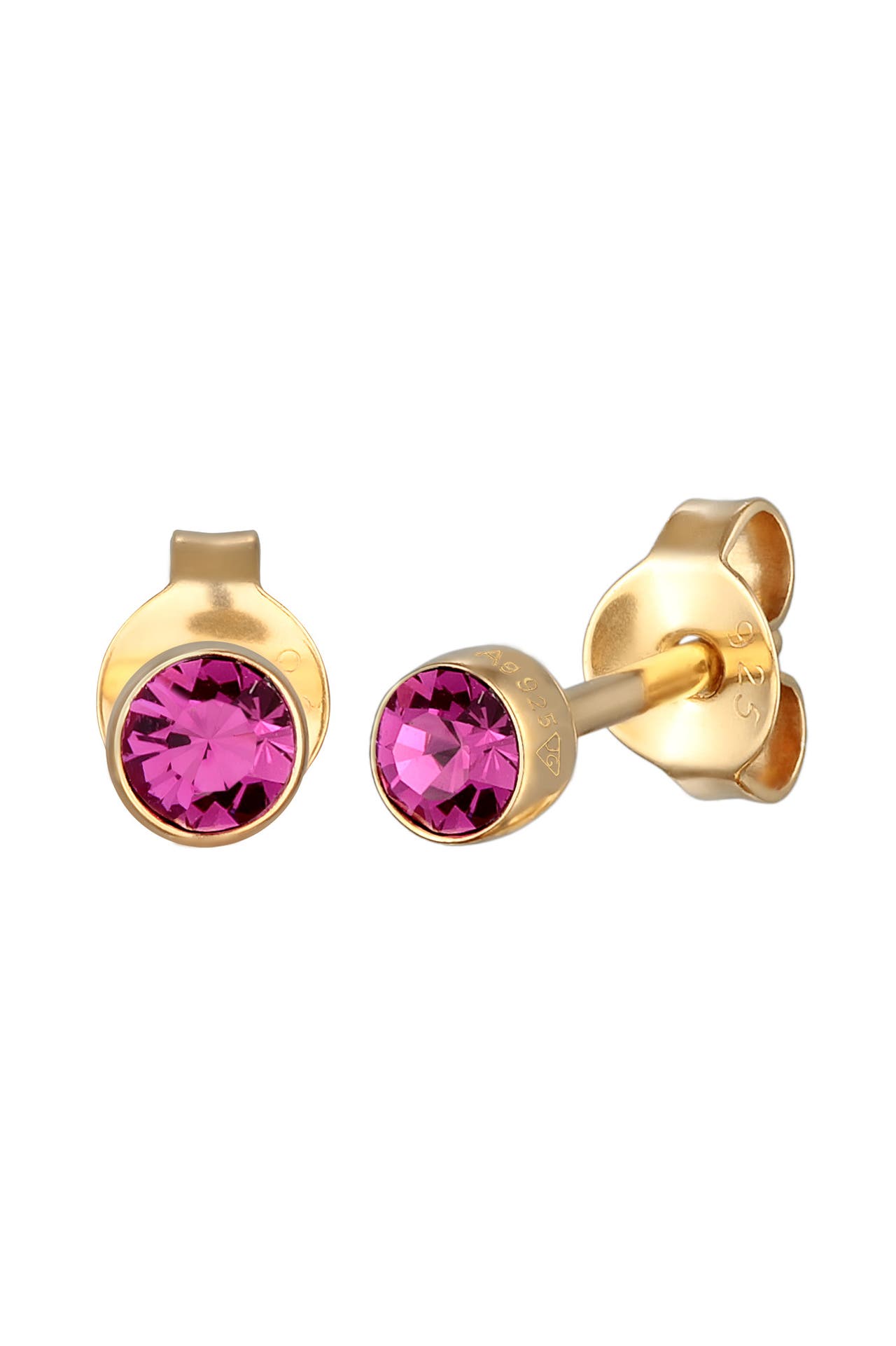 ELLI Ohrringe Ohrstecker Basic 925 Silber, mit Kristallen von Swarovski® Pink, Bild 1