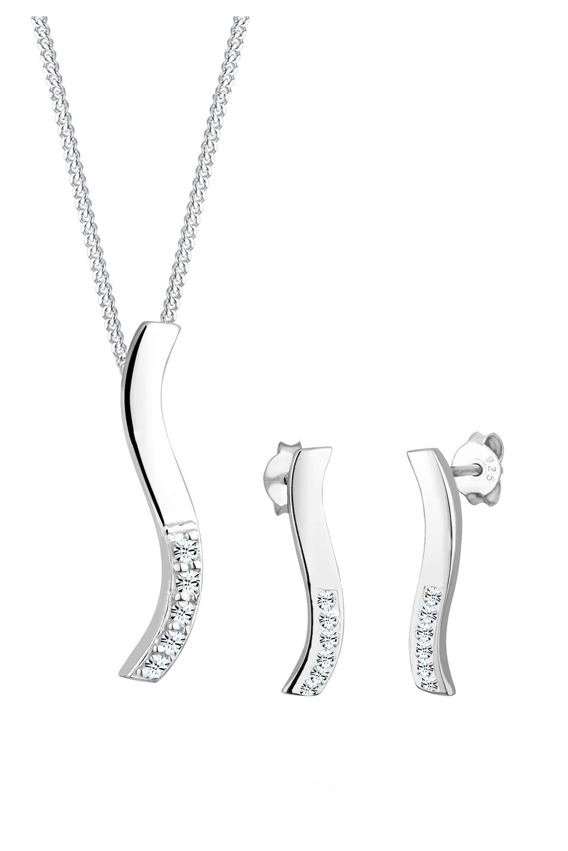 ELLI Schmuckset Welle 925 Silber, mit Kristallen von Swarovski® Weiß, Bild 1