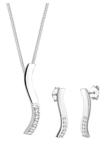 ELLI Schmuckset Welle 925 Silber, mit Kristallen von Swarovski® Weiß