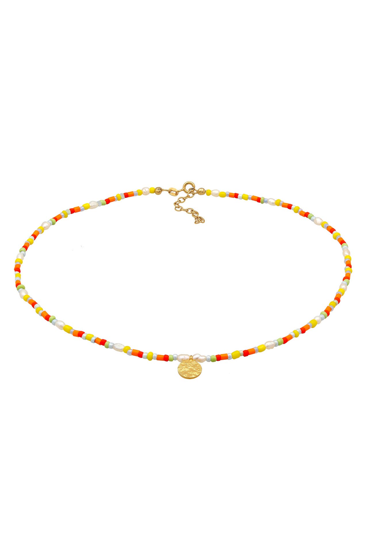 ELLI Kette Choker Plättchen Glas Beads Boho Style 925 Silber Gold, Bild 1