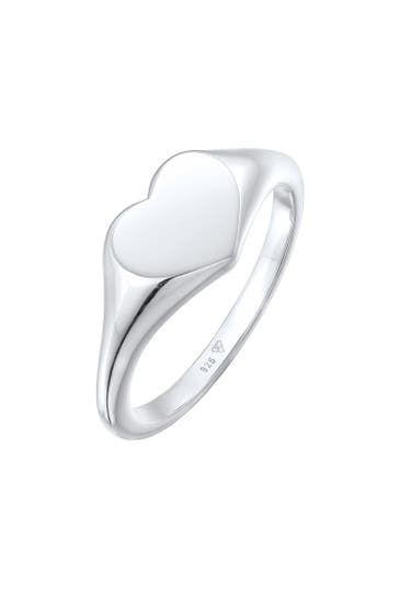 ELLI Ring Herz Liebe Siegelring 925 Silber Silber