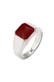 Ring Siegelring Quadrat Emaille Rot 925 Sterling Silber Silber