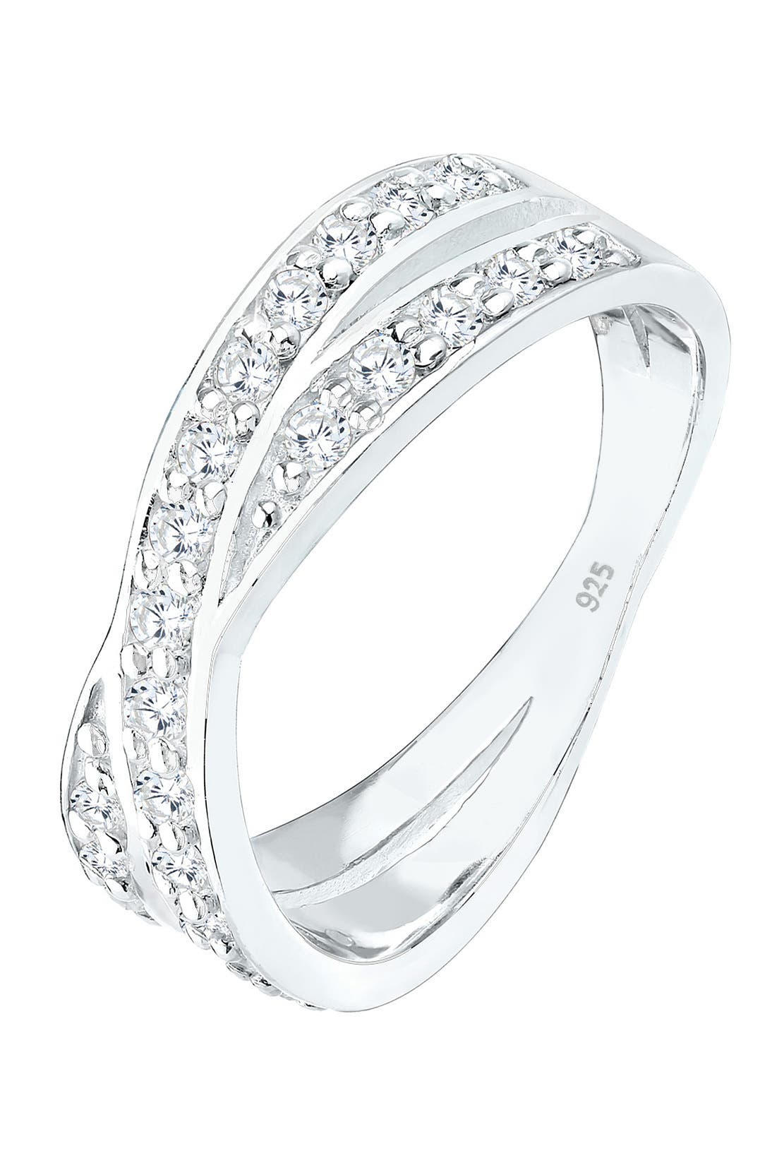 ELLI Ring X Wickelring Zirkonia 925 Silber Weiß, Bild 1