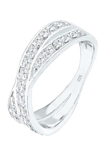 ELLI Ring X Wickelring Zirkonia 925 Silber Weiß