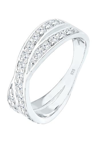 ELLI Ring X Wickelring Zirkonia 925 Silber Weiß