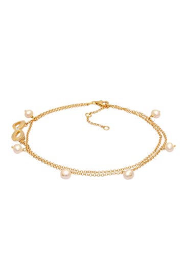 NENALINA Fusskettchen Infinity Zirkonia Süsswasserzuchtperlen 925 Silber Gold