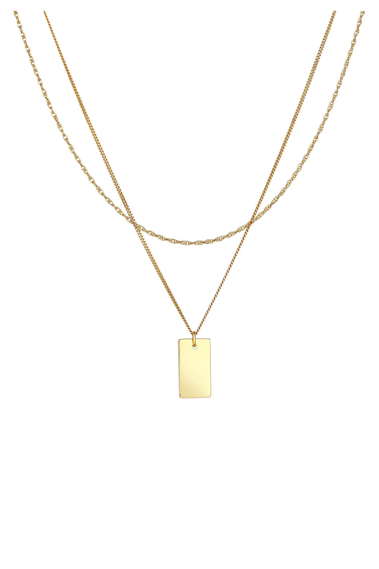 ELLI Kette Layer Rechteck Platte Gedreht 2-lagig 925 Silber Gold, Bild 1