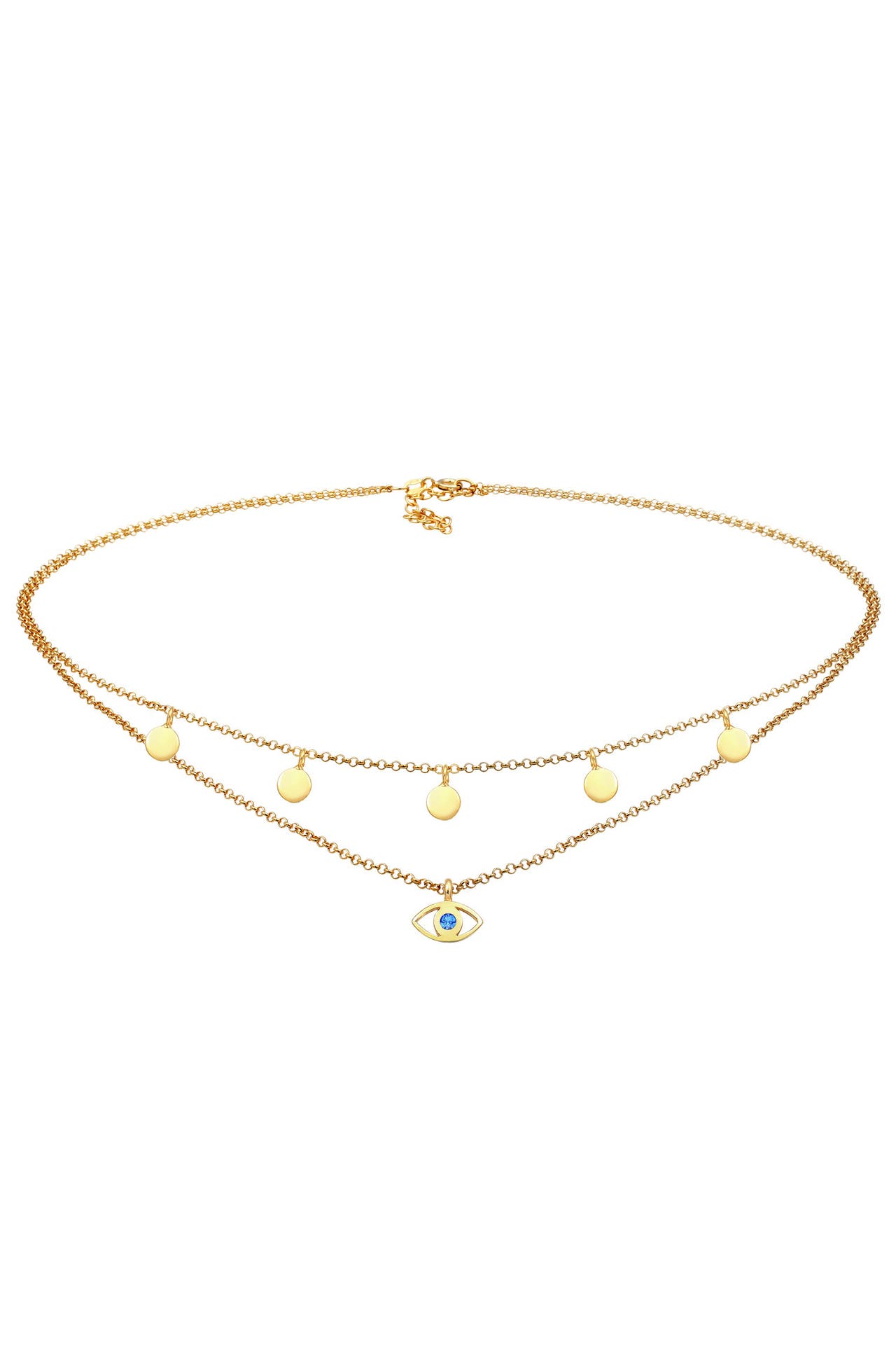 ELLI Kette Layer Evil Eye Glas Kristalle Blau 925 Sterling Silber vergoldet Gold, Bild 1