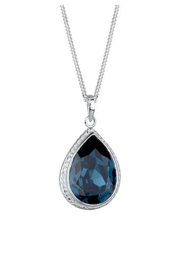 ELLI Kette Tropfen Glas Kristalle Blau 925 Sterling Silber Blau