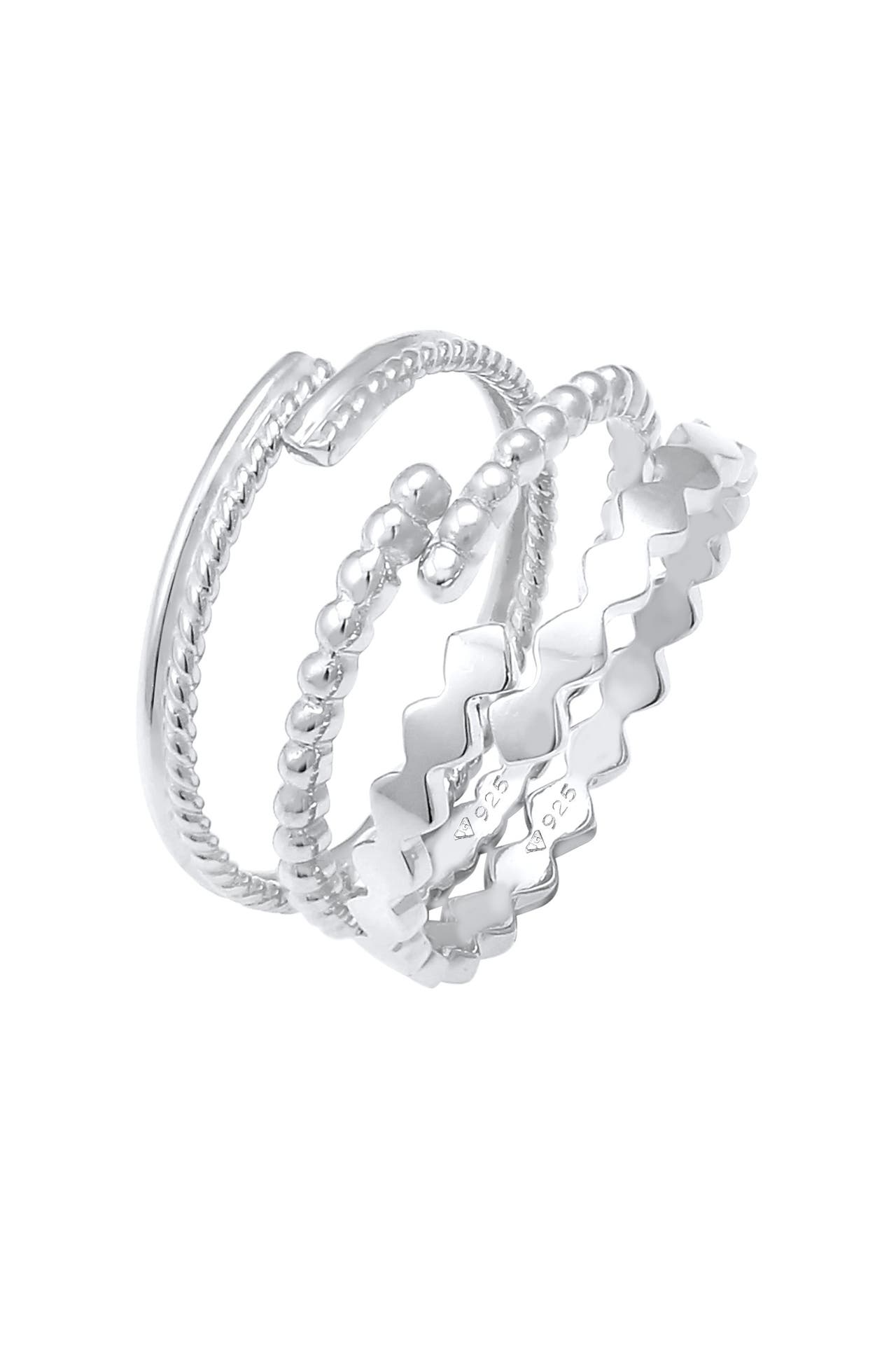 ELLI Ring Kugel Twist Geo Offen Set (3 tlg) 925 Silber Silber, Bild 1