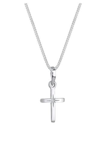 ELLI Kette Kreuz Religion Stern Details 925 Silber Silber