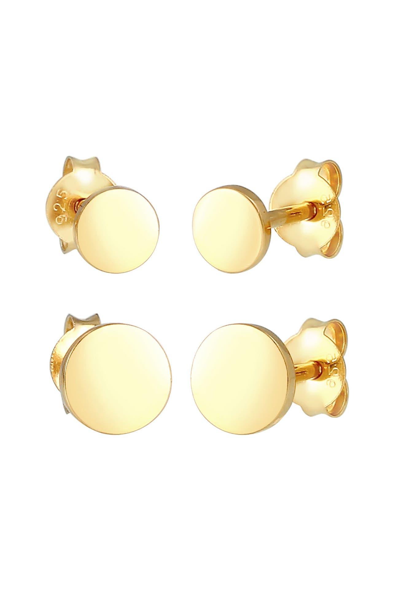 ELLI Ohrringe Disc Plättchen Kreis Basic 2er Set 925 Silber Gold, Bild 1