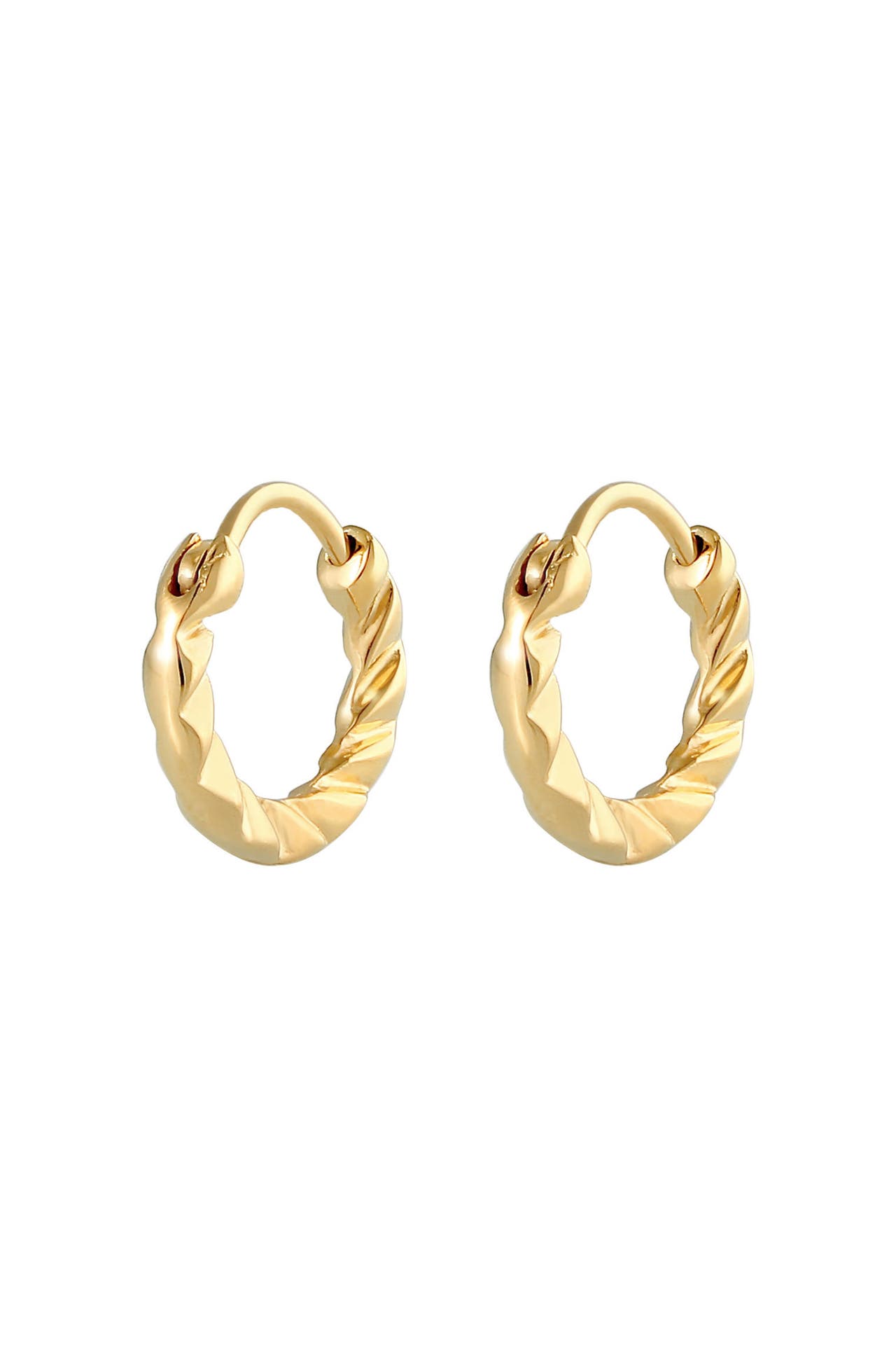 ELLI Ohrringe Mini Creolen Strukturiert Basic 925 Silber Gold, Bild 1