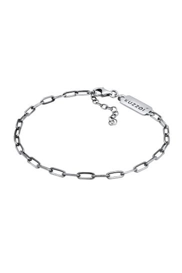 KUZZOI Armband Herren Gliederkette Oval 925 Silber Schwarz