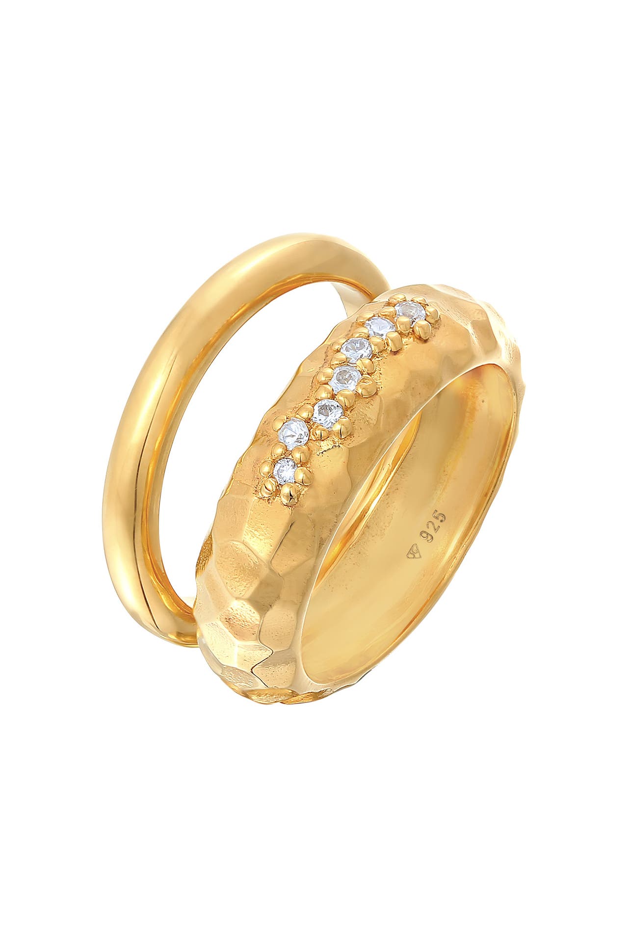 ELLI PREMIUM Ring Topas Bandring Set Elegant 925 Silber rhodiniert Gold, Bild 1