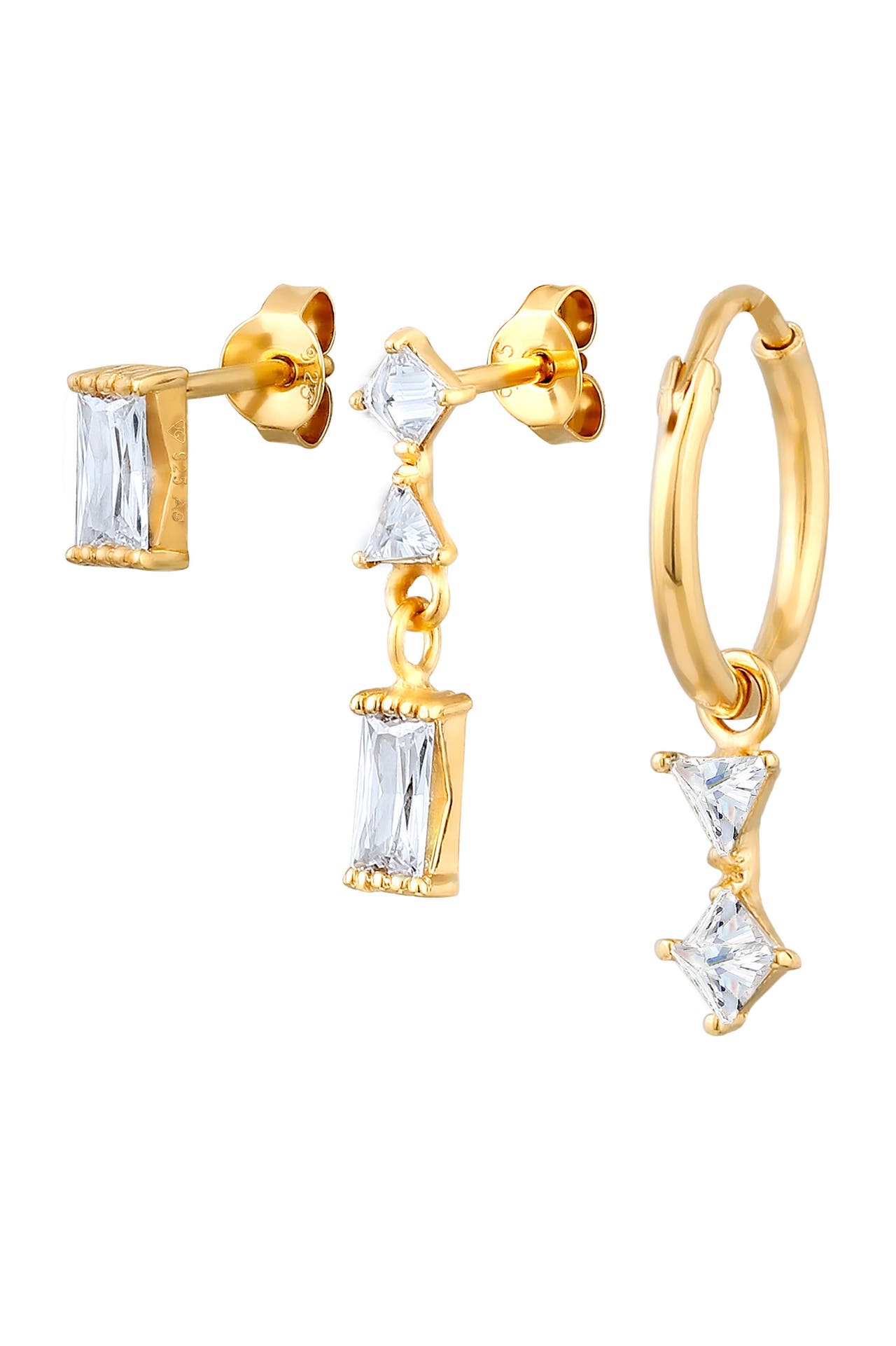 ELLI Ohrringe Set mit Zirkonia Weiß 925 Sterling Silber vergoldet Gold, Bild 1