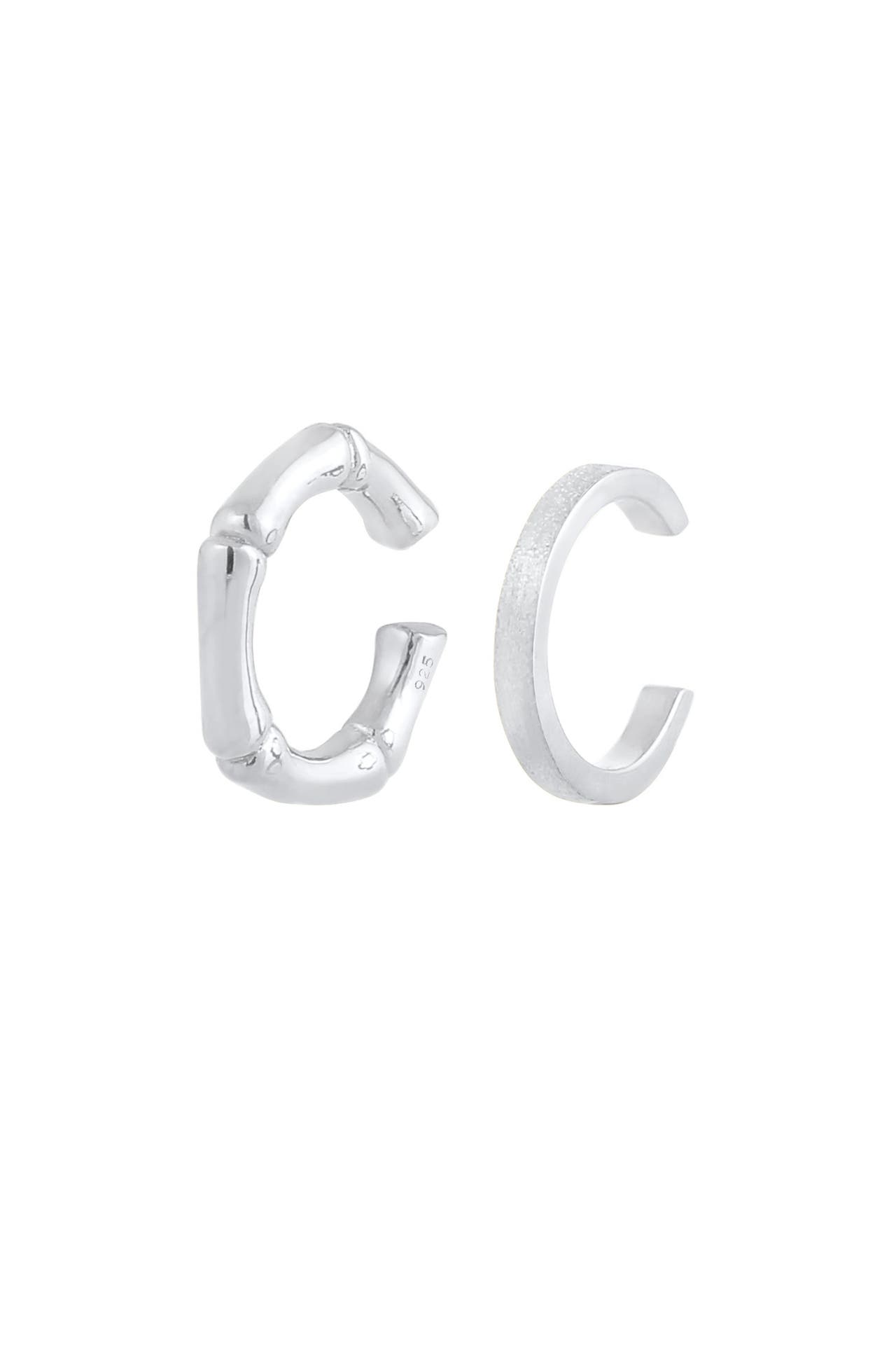 ELLI Ohrringe 2er Set Earcuff Bambus Minimal Basic 925 Silber Silber, Bild 1