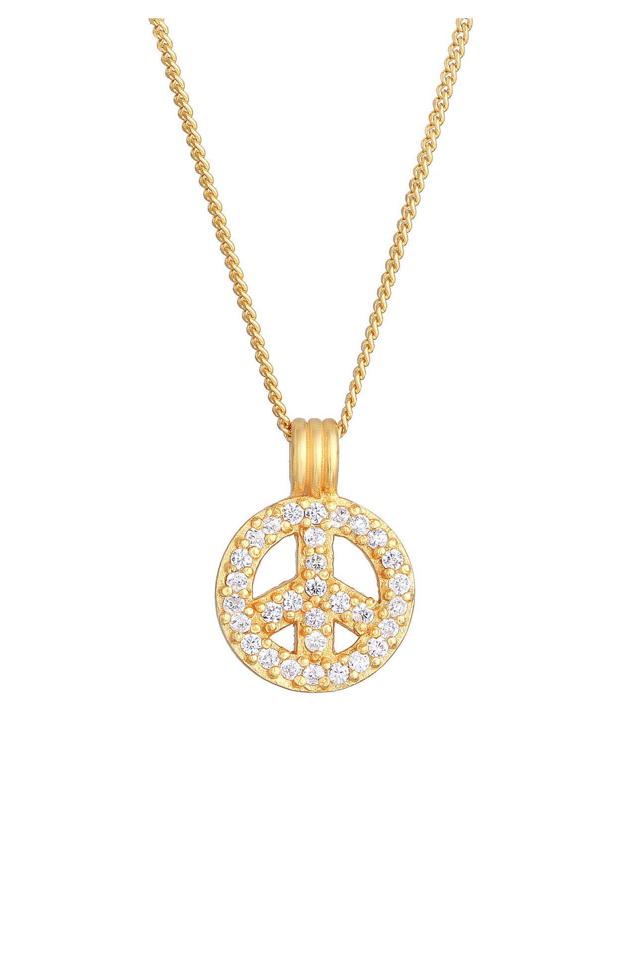 ELLI Kette Peace Zirkonia Boho 925 Silber Gold, Bild 1