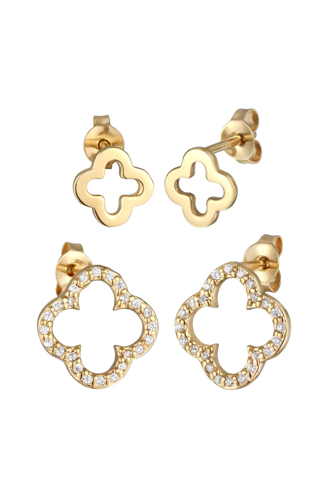 ELLI Ohrringe Kleeblatt Zirkonia Set Glücksymbol 925 Sterling Silber Gold, Bild 1