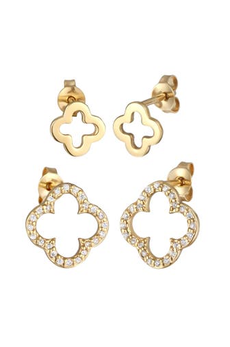 ELLI Ohrringe Kleeblatt Zirkonia Set Glücksymbol 925 Sterling Silber Gold