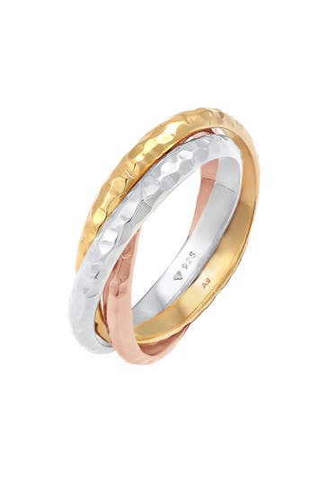 ELLI Ring Wickelring Trini Klassik Gehämmert 925 Silber Bunt