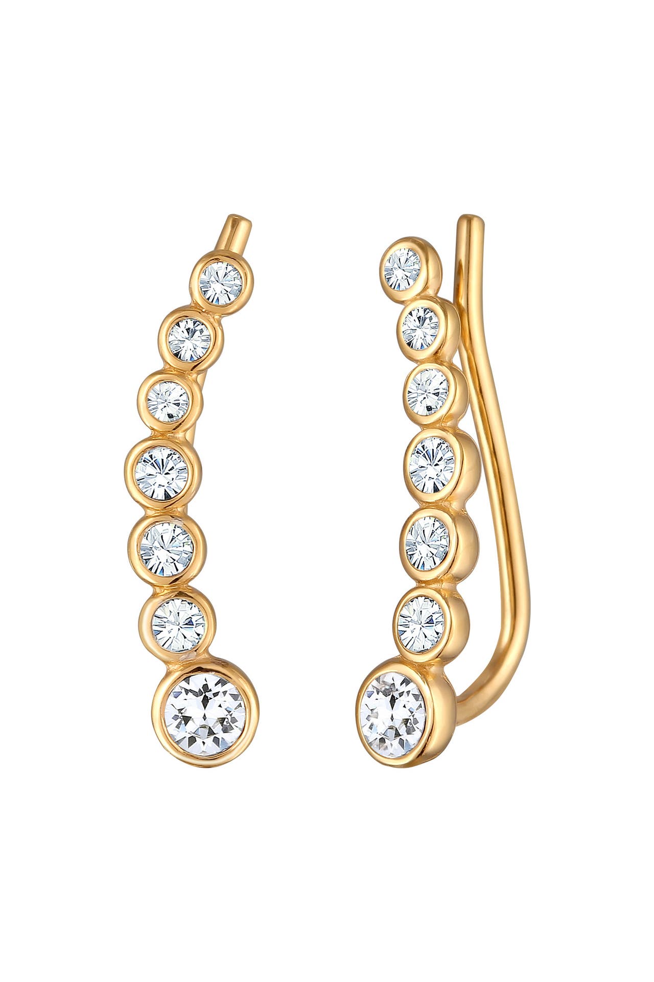 ELLI Ohrringe Earclimber Elegant 925 Silber, mit Kristallen von Swarovski® Gold, Bild 1