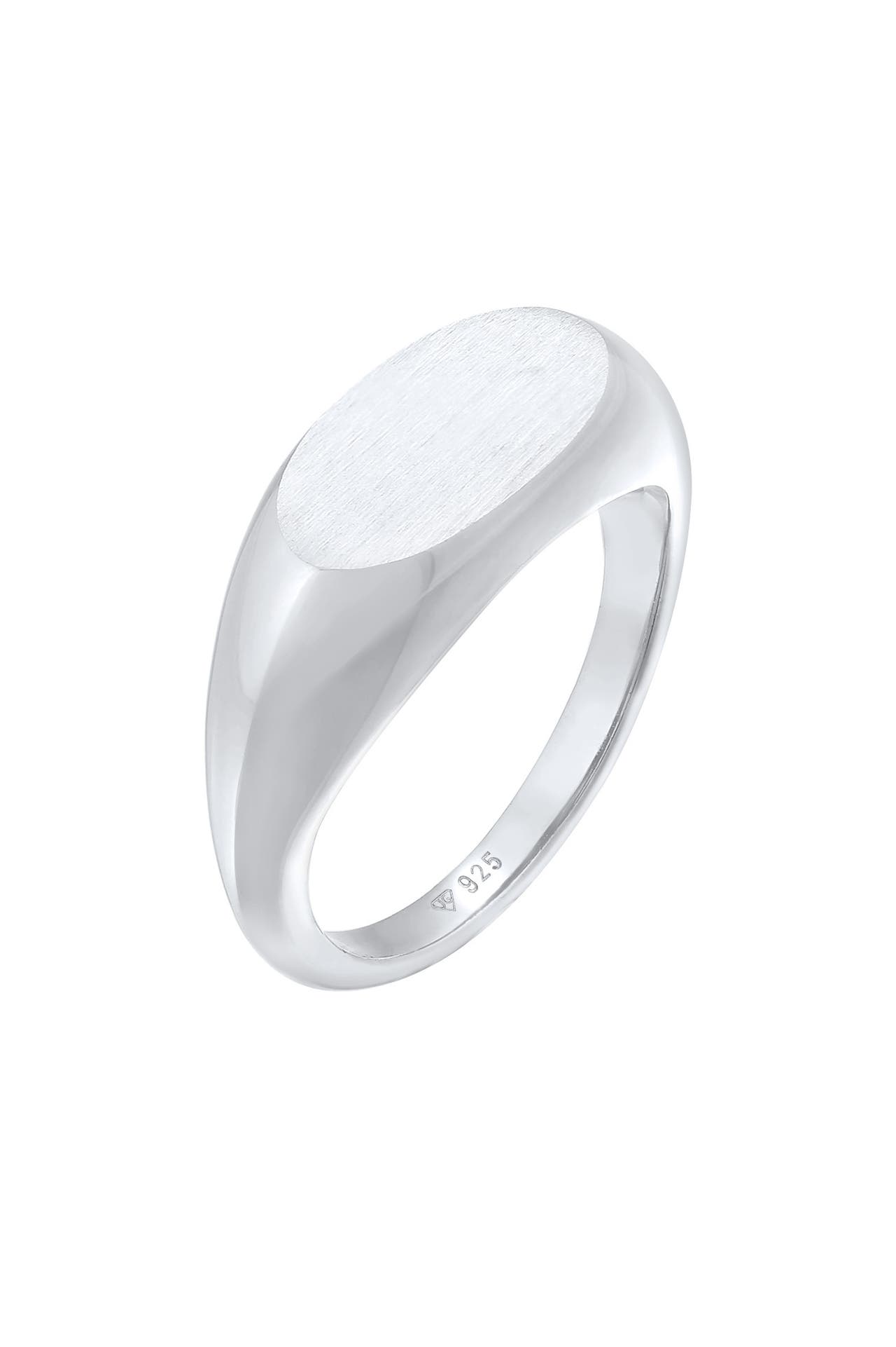ELLI Ring Siegelring Oval Glanz Geo Basic Trend 925 Silber Silber, Bild 1