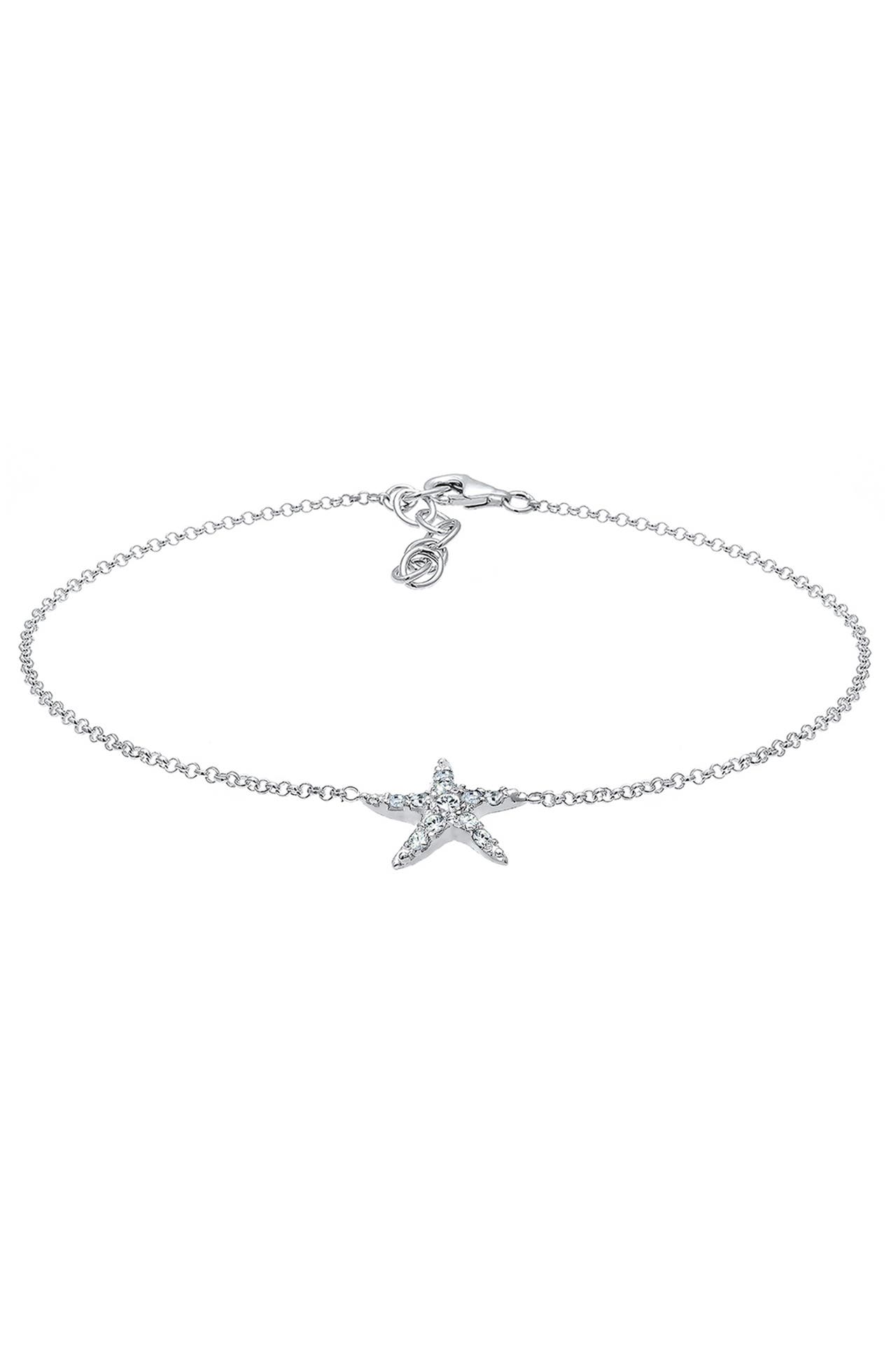 ELLI Fusskettchen Seestern Kristalle 925 Silber Silber, Bild 1