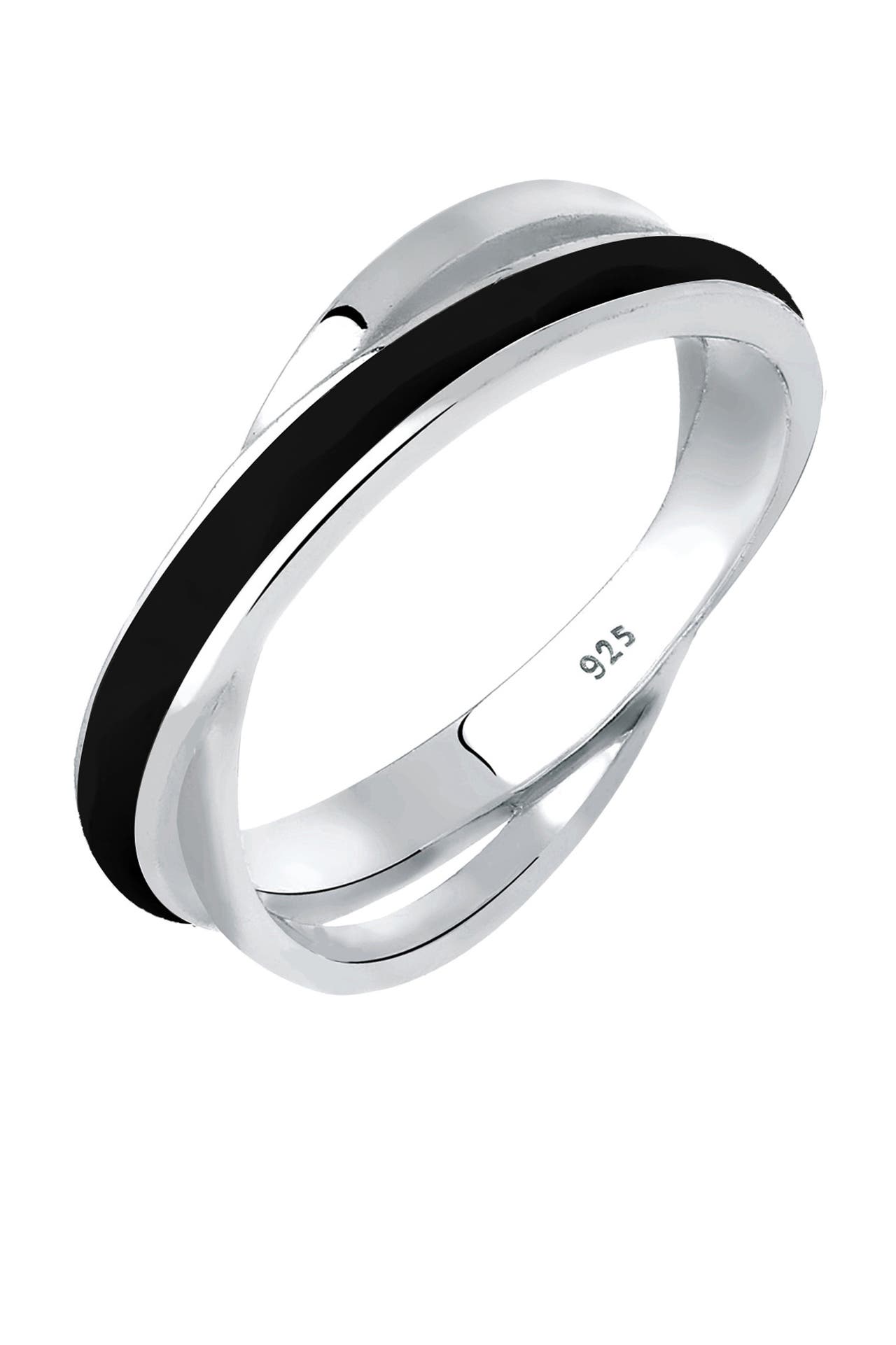 ELLI Ring Wickelring Emaille 925 Silber Schwarz, Bild 1