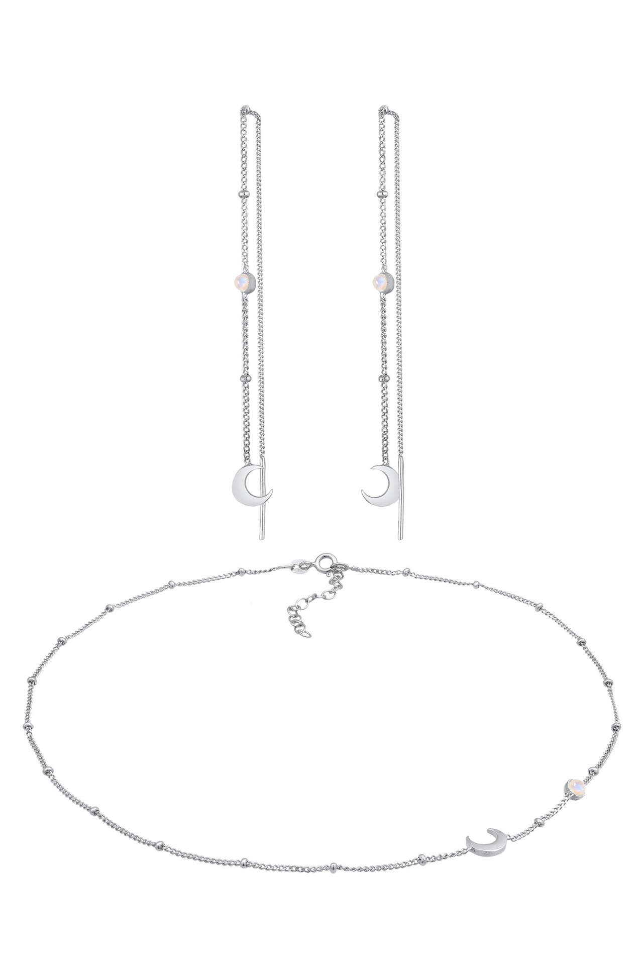 ELLI Schmuckset Halbmond Mond Mondstein Astro 925 Silber Silber, Bild 1