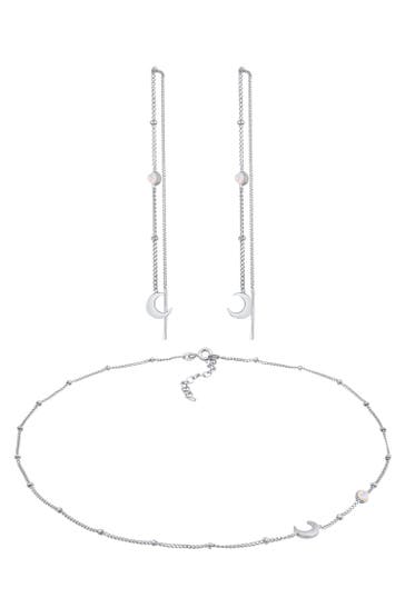 ELLI Schmuckset Halbmond Mond Mondstein Astro 925 Silber Silber