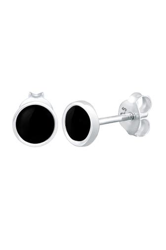 ELLI Ohrringe Kreis Geo Rund Basic Emaille 925 Silber Schwarz