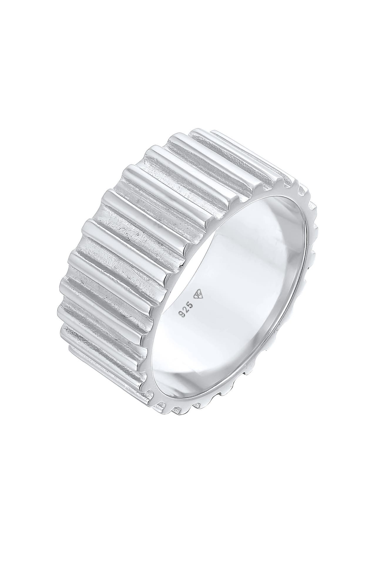 ELLI PREMIUM Ring Bandring Relief Rillen Trend Breit 925 Silber Silber, Bild 1