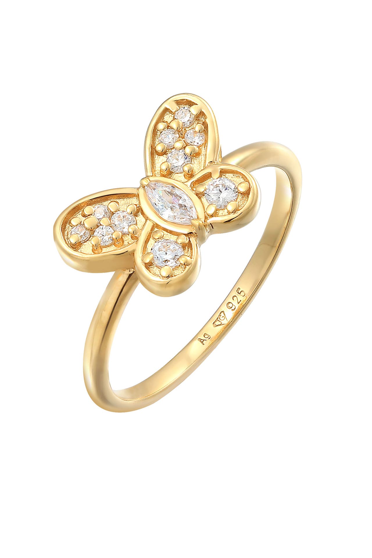 ELLI Ring Schmetterling Butterfly Zirkonia 925 Silber Gold, Bild 1