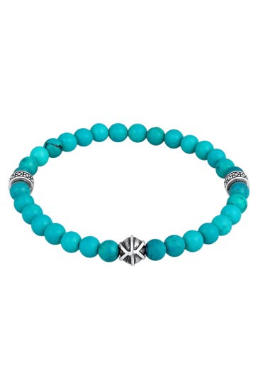 KUZZOI Armband Herren Perlenarmband Howlith Türkis 925er Silber Türkis