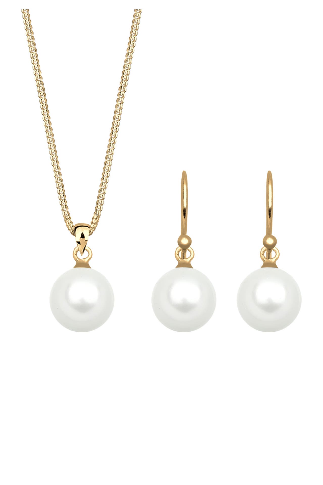 ELLI Schmuckset Muschelkernperle Weiß 925 Sterling Silber Gold, Bild 1