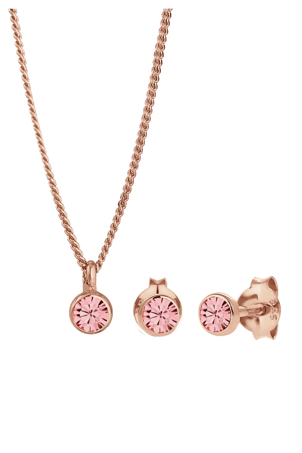 ELLI Schmuckset Basic Solitär 925 Sterling Silber, mit Kristallen von Swarovski® Rosa, Bild 1