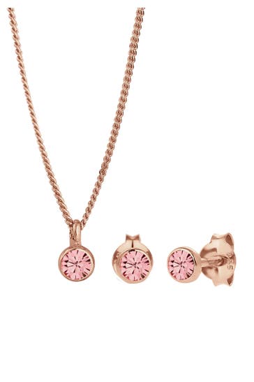 ELLI Schmuckset Basic Solitär 925 Sterling Silber, mit Kristallen von Swarovski® Rosa