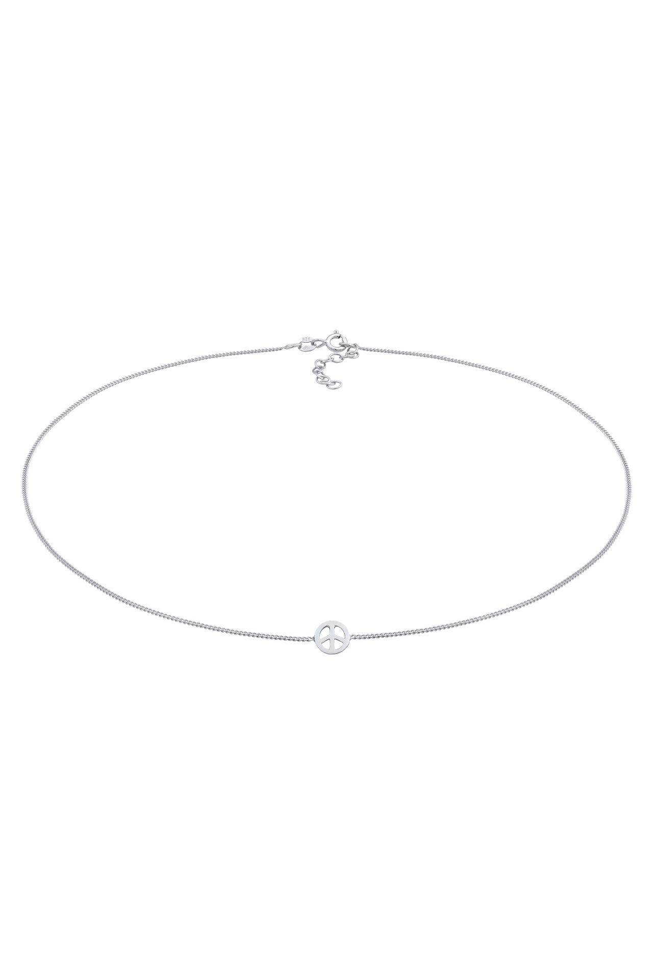 ELLI Kette Choker Peace Symbol Frieden 925 Silber Silber, Bild 1