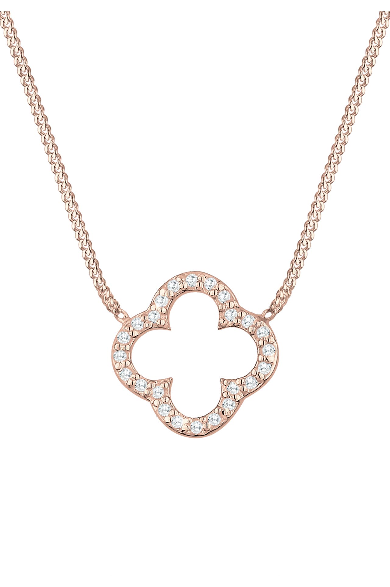 ELLI Kette Kleeblatt Glück Zirkonia 925 Silber Rosegold, Bild 1
