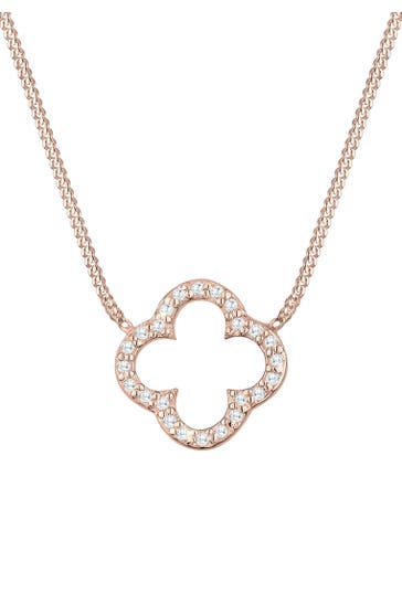 ELLI Kette Kleeblatt Glück Zirkonia 925 Silber Rosegold