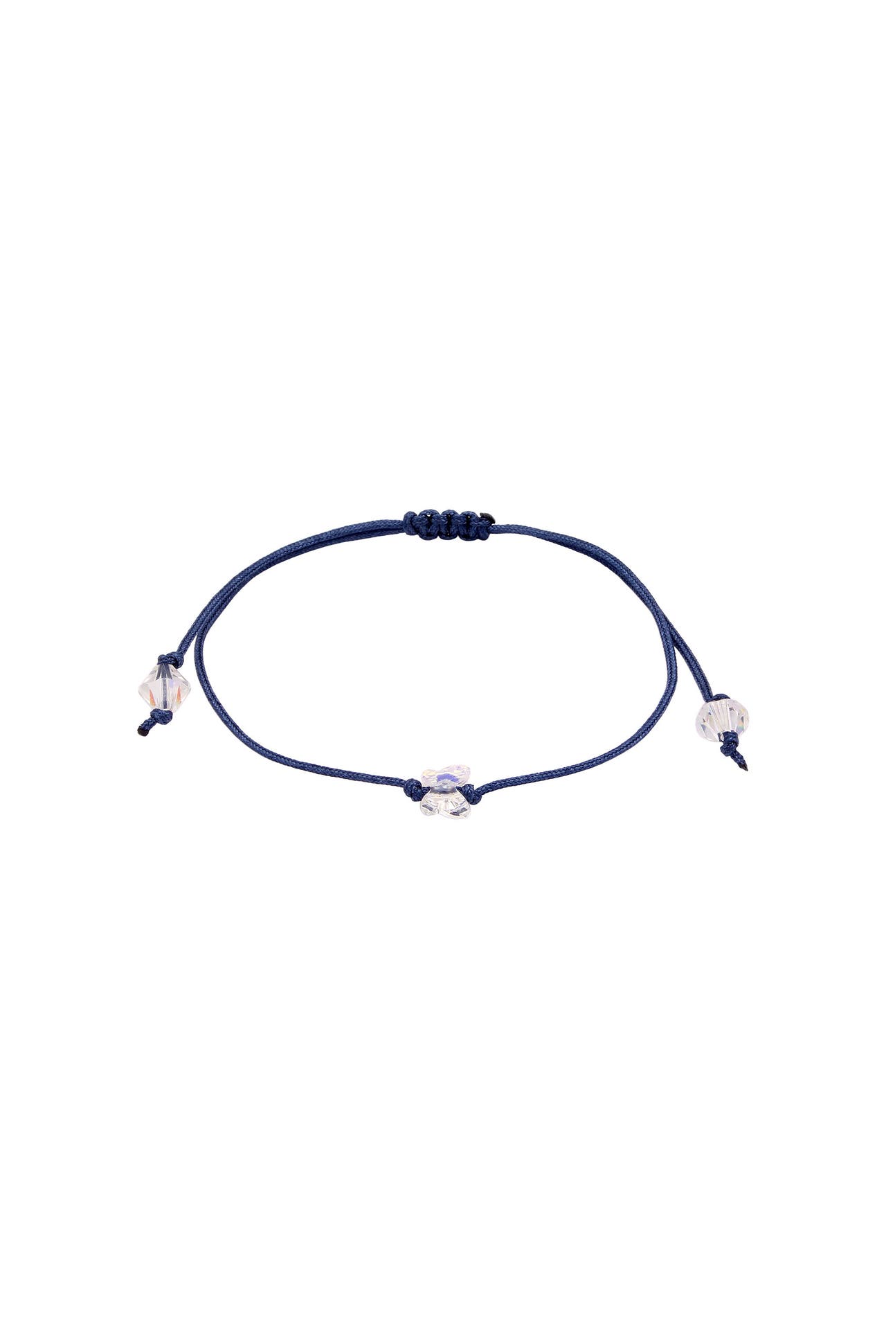 ELLI Armband Nylon Rot Schmetterling Weiß, mit Kristallen von Swarovski® Blau, Bild 1