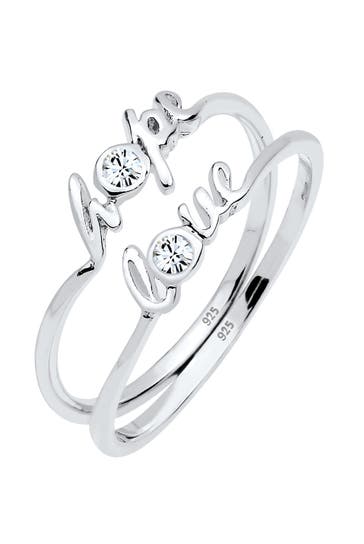 ELLI Ring Hope Love Kristalle 925 Silber Weiß