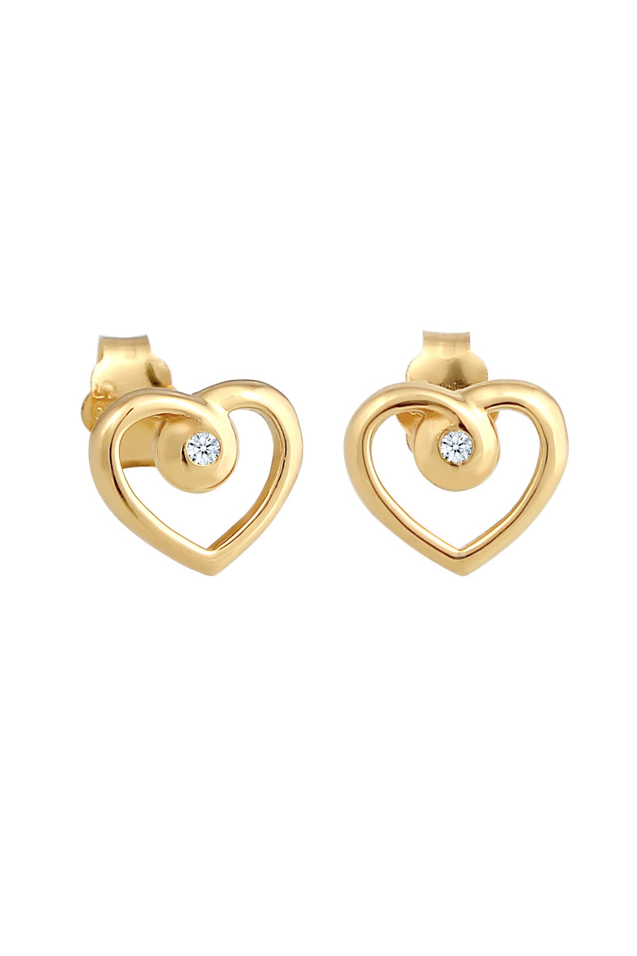 ELLI DIAMONDS Ohrringe Ohrstecker Herz Diamant Weiß Brillantschliff (0.03 ct) 585 Gelbgold Gold, Bild 1