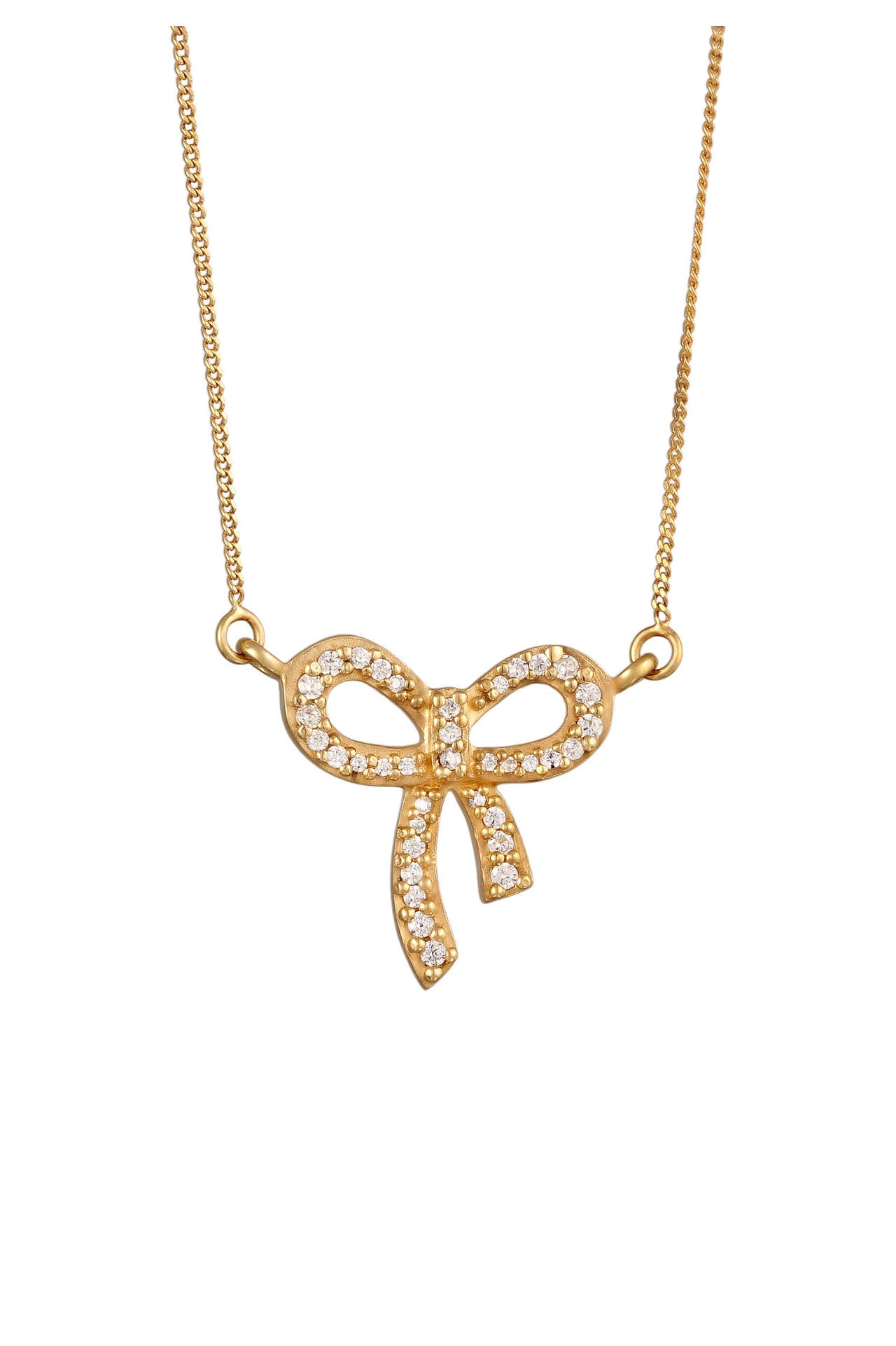 ELLI Kette Schleife Zirkonia Weiß 925 Sterling Silber Gold, Bild 1
