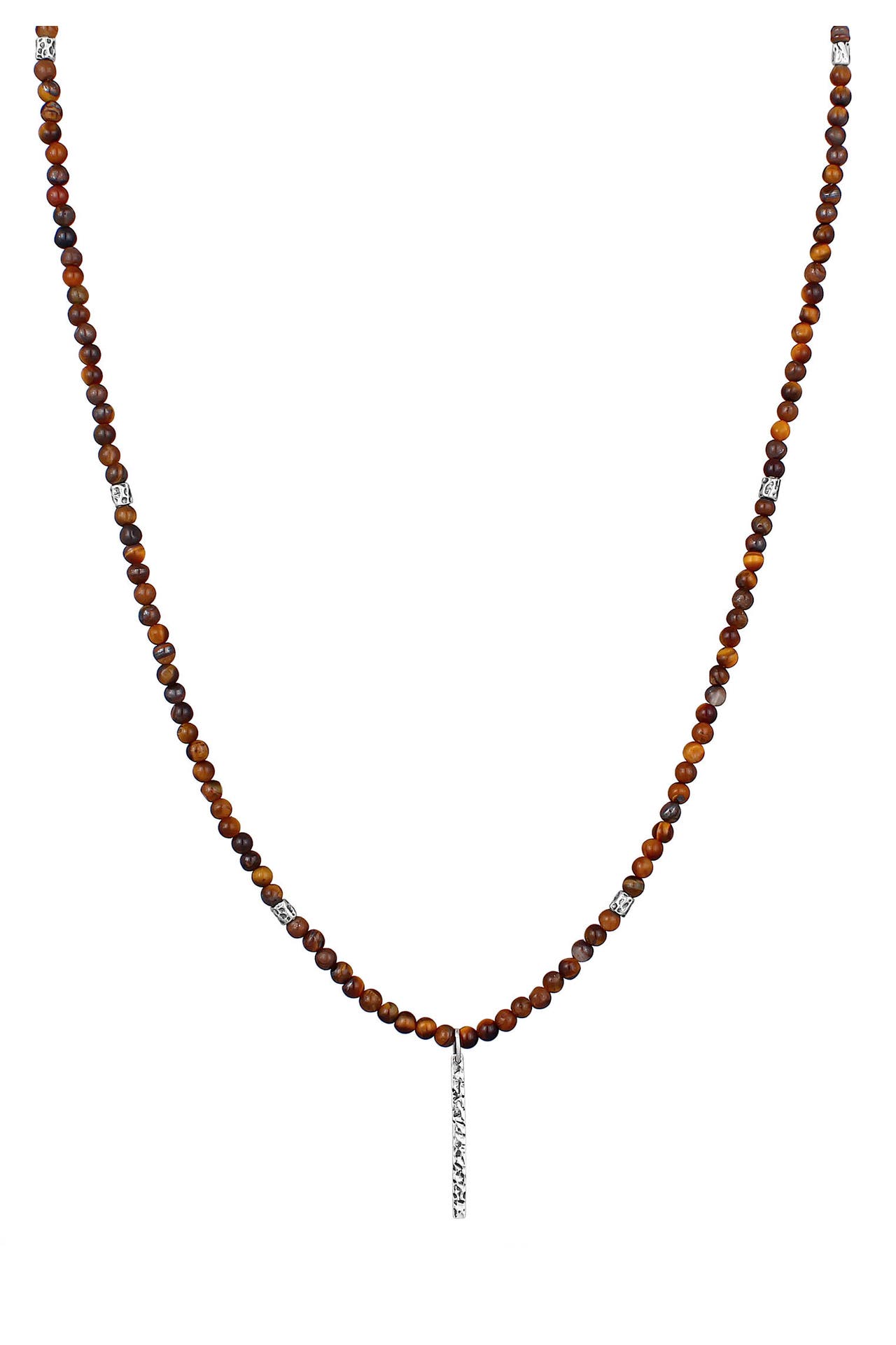 KUZZOI Kette Tigerauge Perlen Bead Barren 925 Silber Schwarz, Bild 1