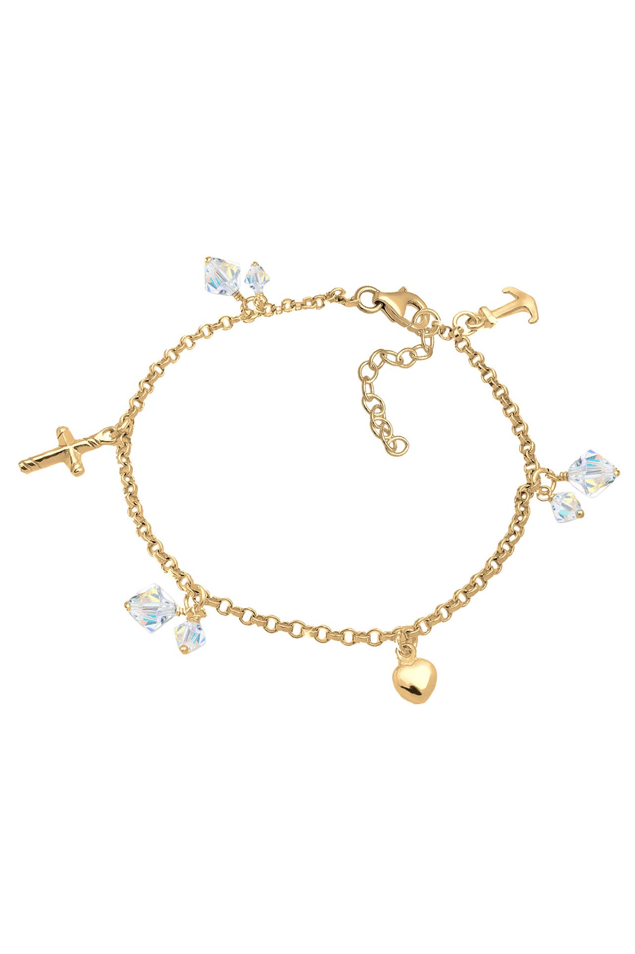 ELLI Armband Kreuz Herz Anker mit Kristallen von Swarovski®925 Silber Gold, Bild 1