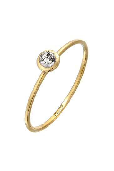 ELLI PREMIUM Ring Solitär Mondstein Edelstein 375 Gelbgold Gold